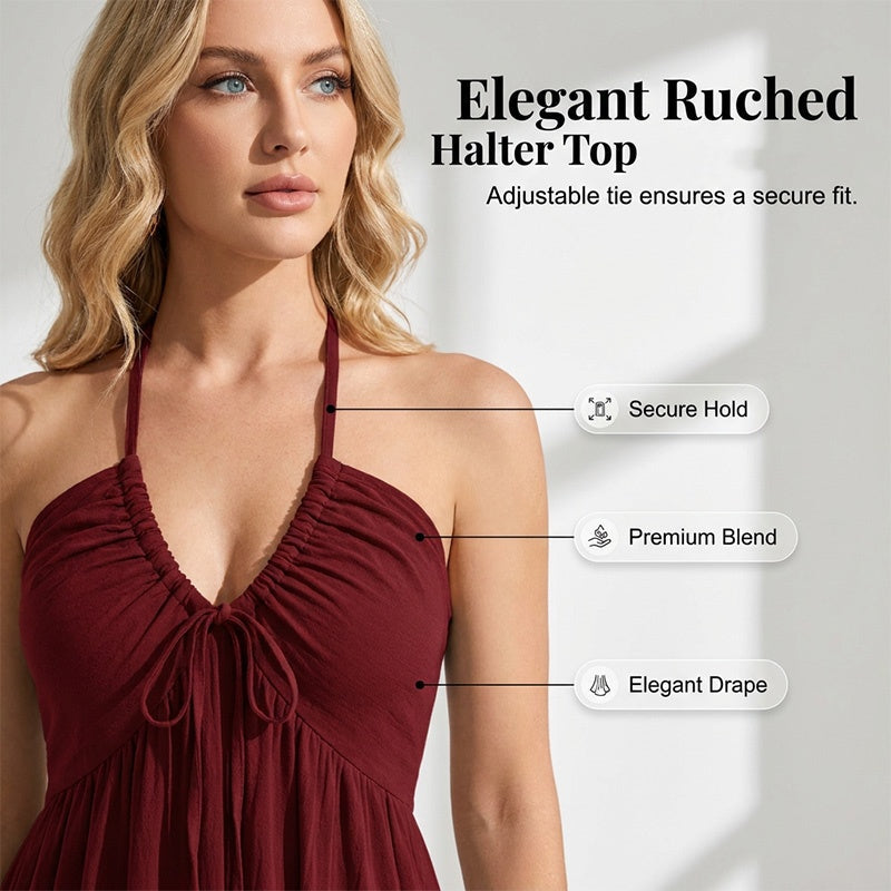 Women's Halter Neck Backless Maxi Dress