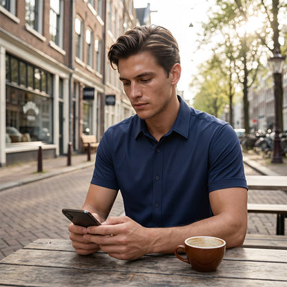 Men's Casual Short Sleeve Button Down Shirt