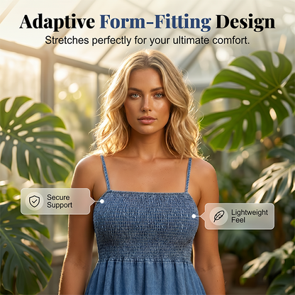 Exclusive 50% OFF | Breezy Summer Denim Sundress | Smocked Bodice & Flowing Tiered Skirt | Soft Breathable Sleeveless Dress for Women