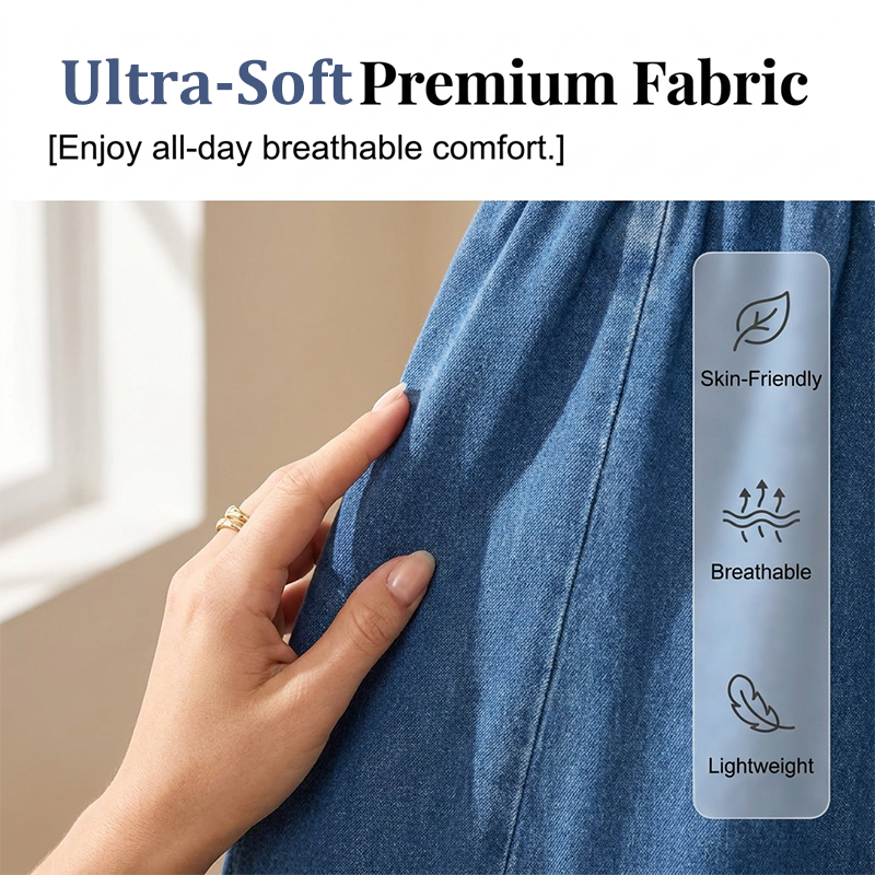 Exclusive 50% OFF | Breezy Summer Denim Sundress | Smocked Bodice & Flowing Tiered Skirt | Soft Breathable Sleeveless Dress for Women
