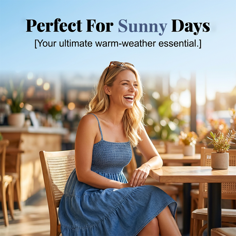 Exclusive 50% OFF | Breezy Summer Denim Sundress | Smocked Bodice & Flowing Tiered Skirt | Soft Breathable Sleeveless Dress for Women