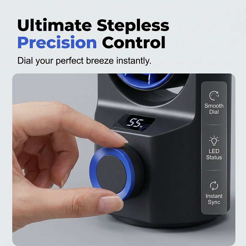 Dual-Head Desktop Tower Fan 100-Speed Stepless