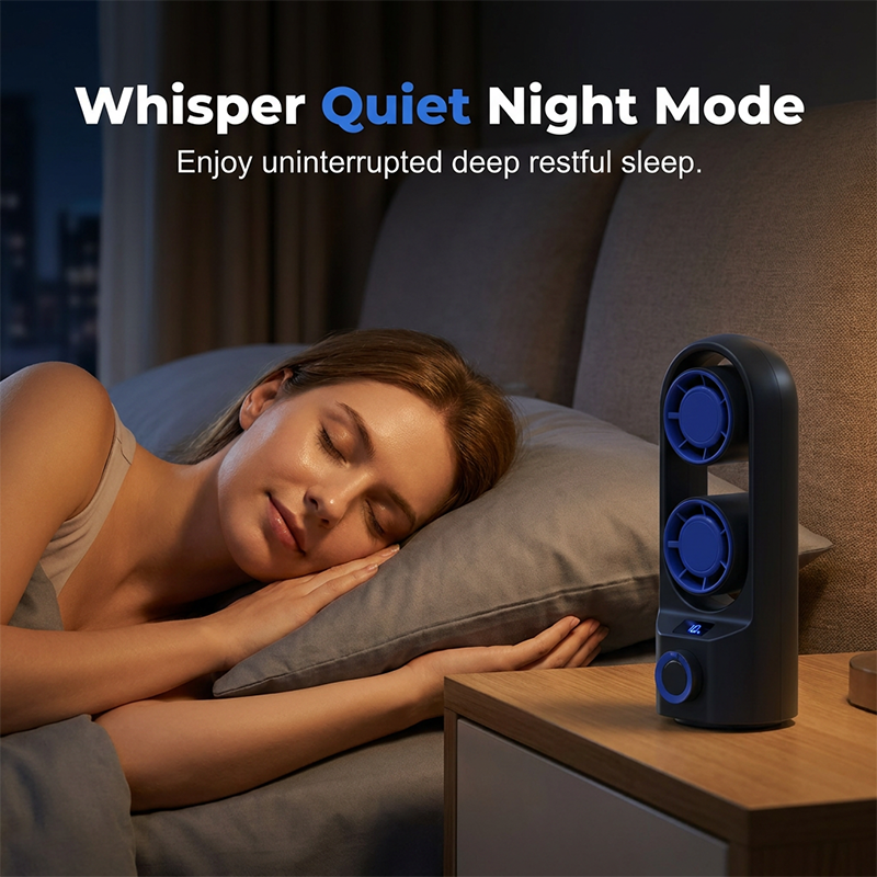 Dual-Head Desktop Tower Fan 100-Speed Stepless