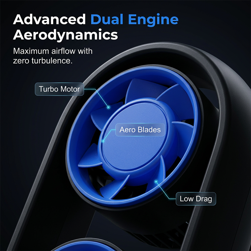Dual-Head Desktop Tower Fan 100-Speed Stepless