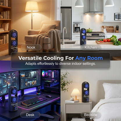 Dual-Head Desktop Tower Fan 100-Speed Stepless