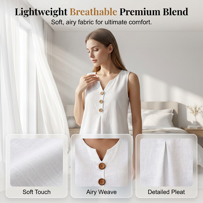 ⌛Limited-Time Offer-Women's V-Neck Sleeveless Cotton Linen Vest