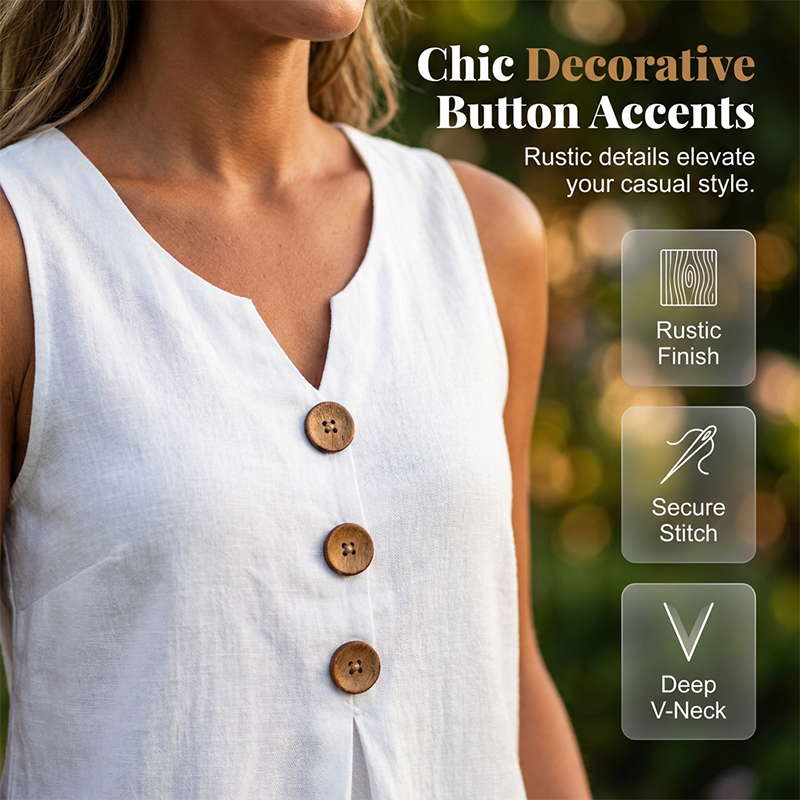 ⌛Limited-Time Offer-Women's V-Neck Sleeveless Cotton Linen Vest