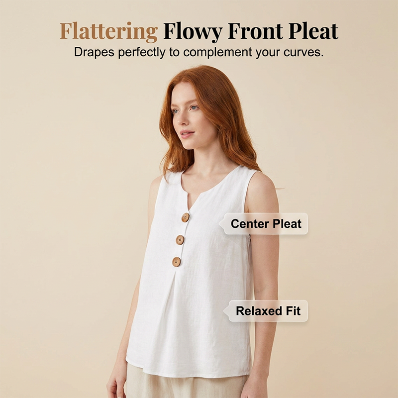 ⌛Limited-Time Offer-Women's V-Neck Sleeveless Cotton Linen Vest