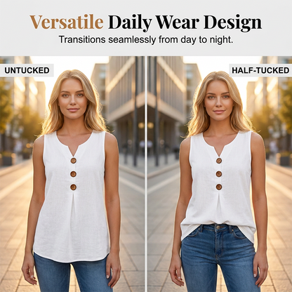 ⌛Limited-Time Offer-Women's V-Neck Sleeveless Cotton Linen Vest
