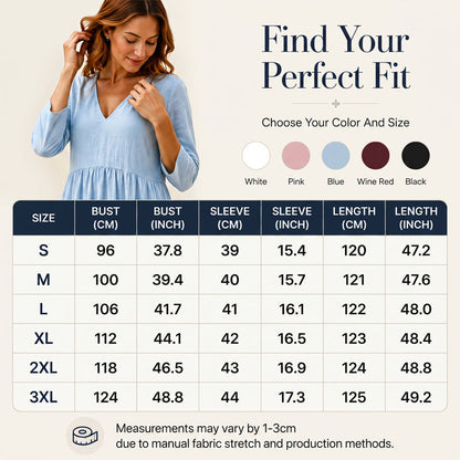 Women's V-Neck 3/4 Sleeve Maxi Dress