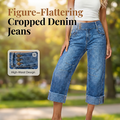👖 50% OFF NOW! 💙 Women's Wide Leg Cropped Jeans – Button high waist & relaxed fit – Stretchy denim, perfect for casual or chic looks ✨🌸