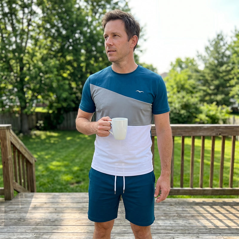 ⌛Limited-Time Offer-Men Color-Block T-Shirt and Shorts Set