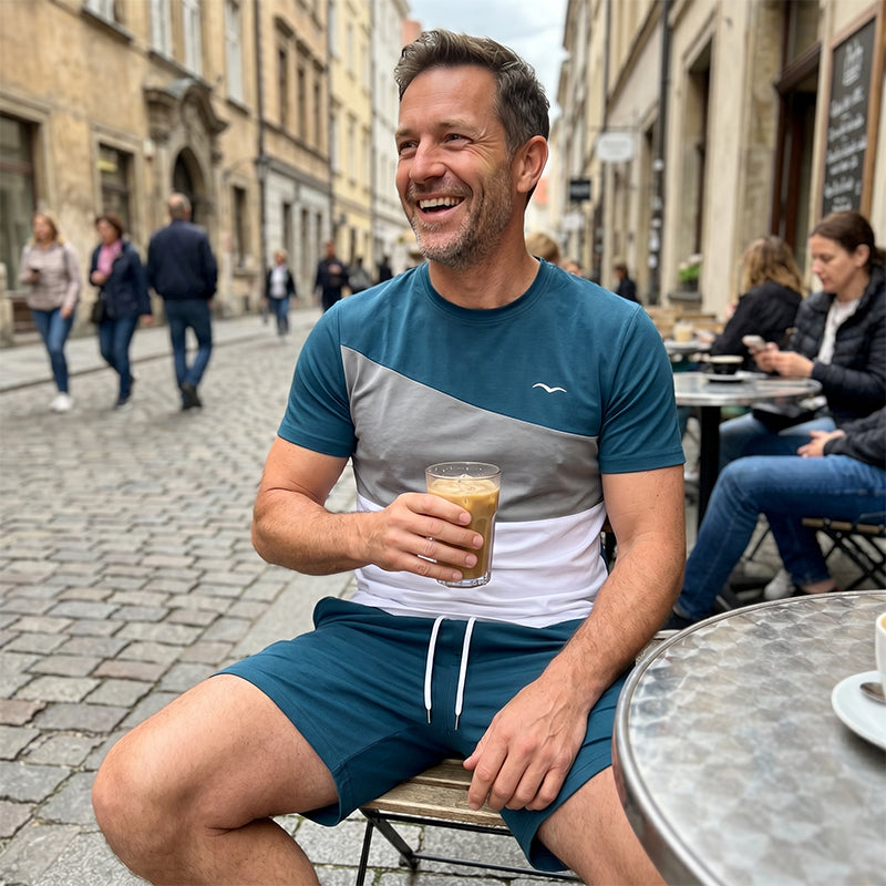 ⌛Limited-Time Offer-Men Color-Block T-Shirt and Shorts Set