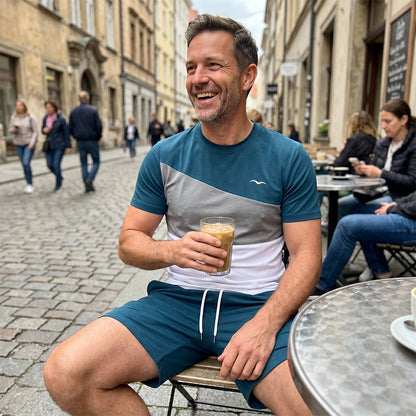 ⌛Limited-Time Offer-Men Color-Block T-Shirt and Shorts Set