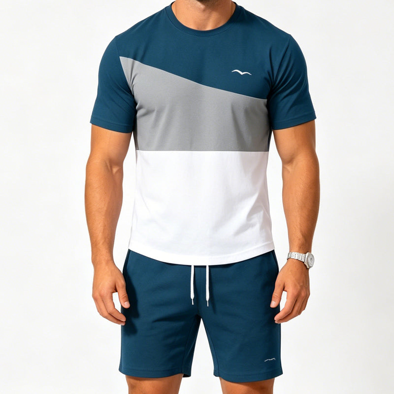 ⌛Limited-Time Offer-Men Color-Block T-Shirt and Shorts Set