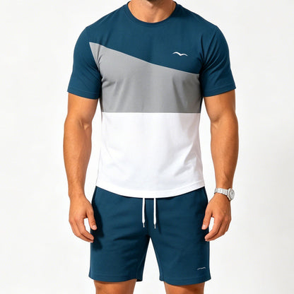 ⌛Limited-Time Offer-Men Color-Block T-Shirt and Shorts Set