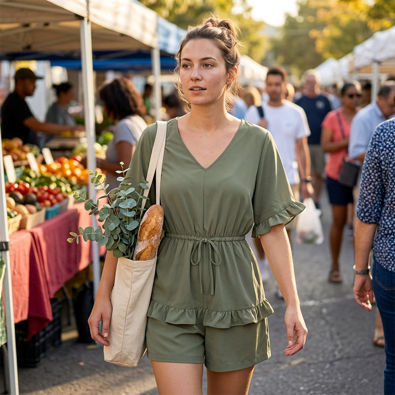 👗 50% OFF NOW! 🌸 Women's Casual V-Neck Romper – Flowy & lightweight – Perfect for beach days or summer parties – easy, breezy one-piece style ✨🌊