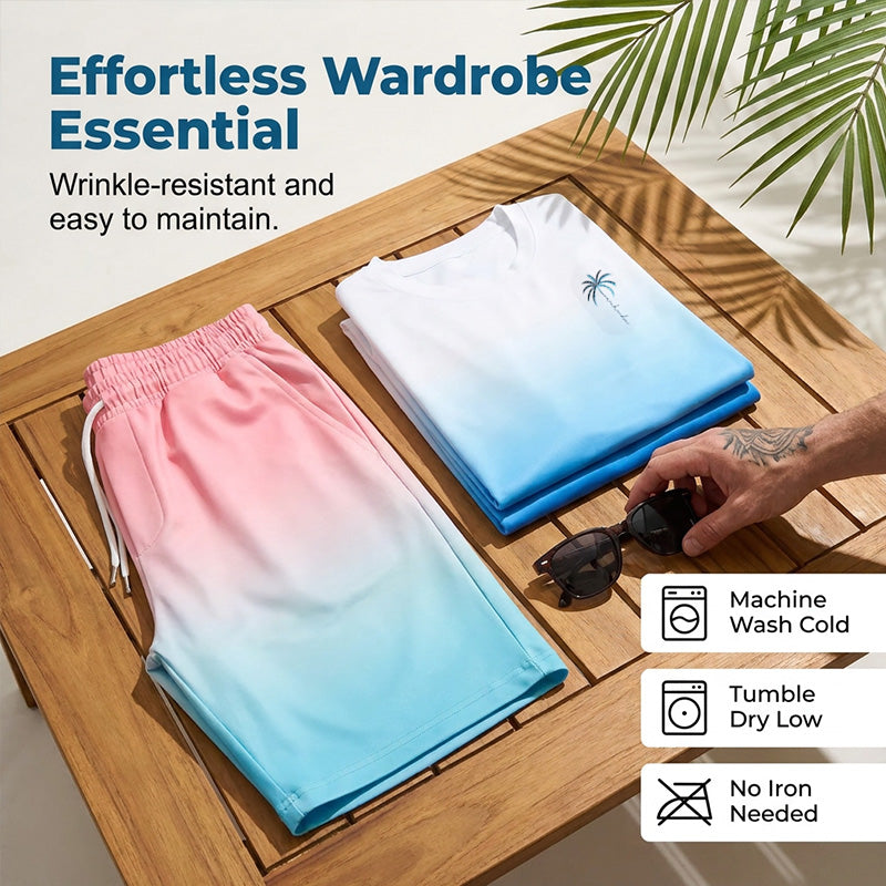 Men's Gradient Short Sleeve and Shorts Set