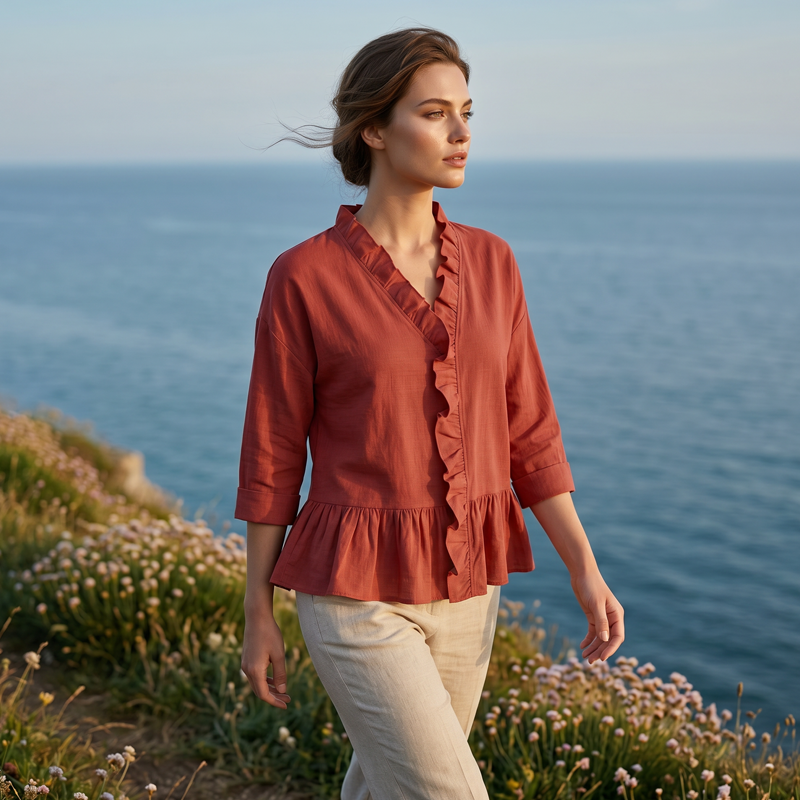 🔥New Arrivals & Best Sellers-Women's Elegant Ruffled V-Neck Top