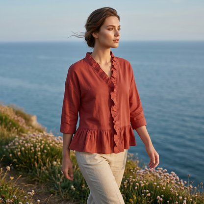 🔥New Arrivals & Best Sellers-Women's Elegant Ruffled V-Neck Top