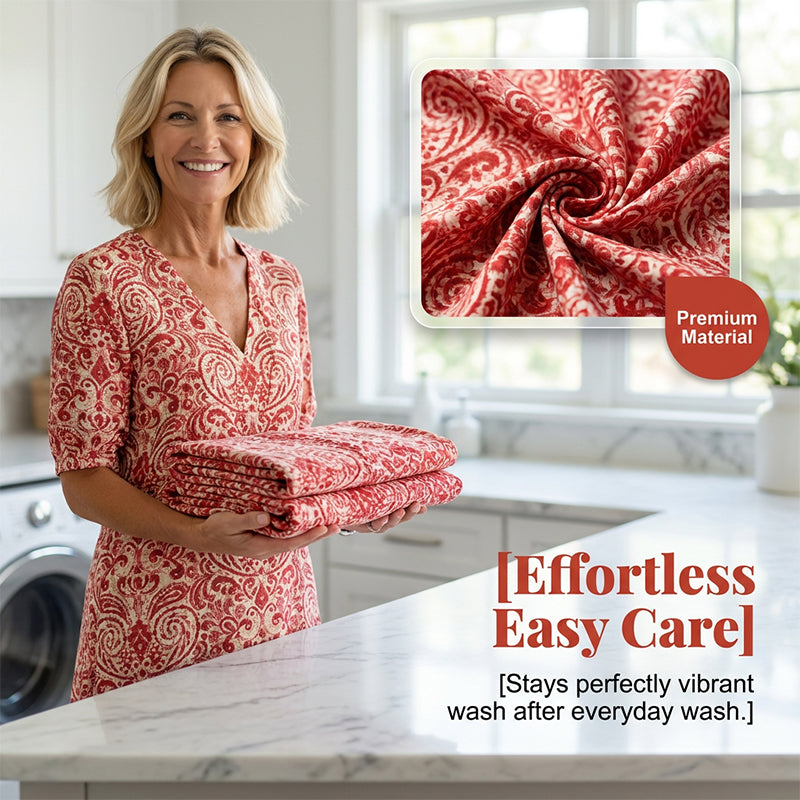 ⌛Limited-Time Offer-Women's V-Neck Printed Half-Sleeve Maxi Dress