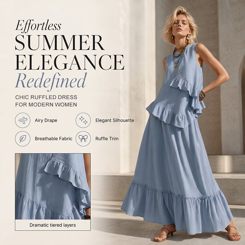 ⌛Limited-Time Offer-Women's Sleeveless Ruffle Maxi Dress
