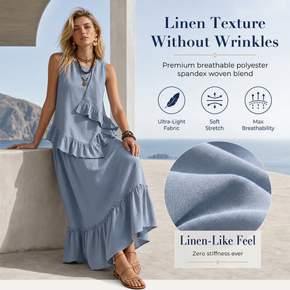 ⌛Limited-Time Offer-Women's Sleeveless Ruffle Maxi Dress