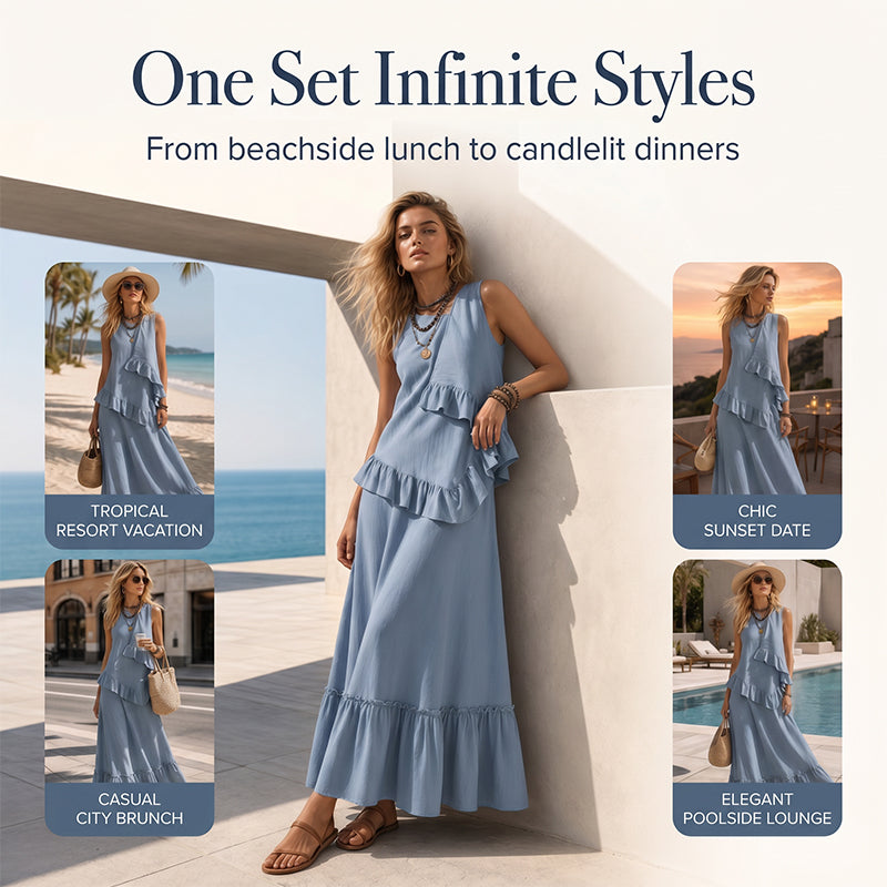 ⌛Limited-Time Offer-Women's Sleeveless Ruffle Maxi Dress