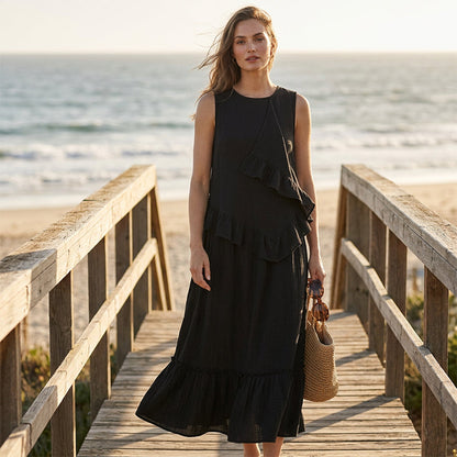 ⌛Limited-Time Offer-Women's Sleeveless Ruffle Maxi Dress