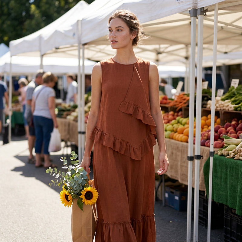 ⌛Limited-Time Offer-Women's Sleeveless Ruffle Maxi Dress
