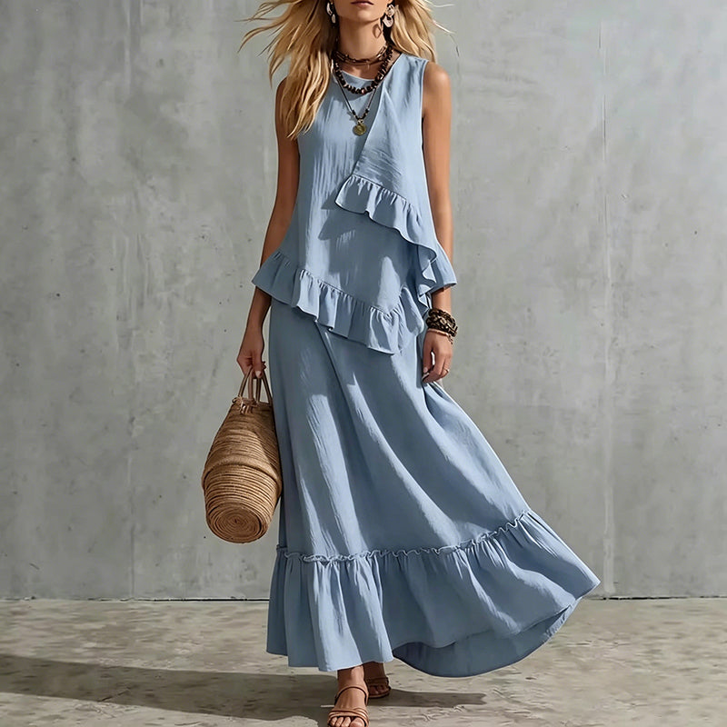 ⌛Limited-Time Offer-Women's Sleeveless Ruffle Maxi Dress