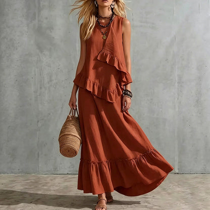 ⌛Limited-Time Offer-Women's Sleeveless Ruffle Maxi Dress