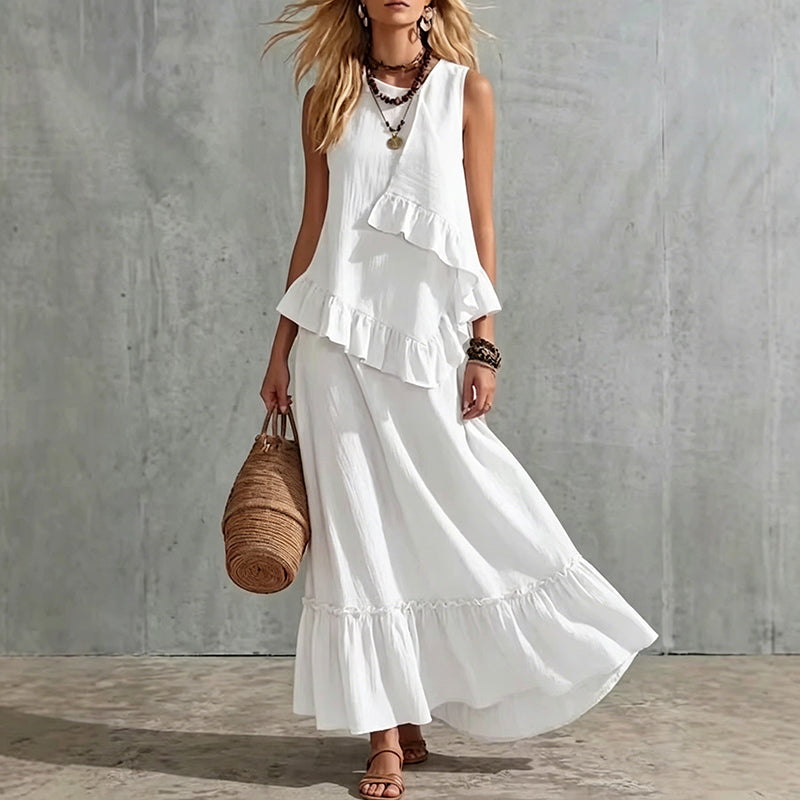 ⌛Limited-Time Offer-Women's Sleeveless Ruffle Maxi Dress