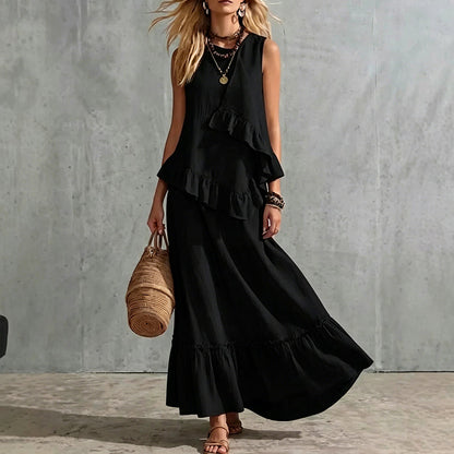⌛Limited-Time Offer-Women's Sleeveless Ruffle Maxi Dress