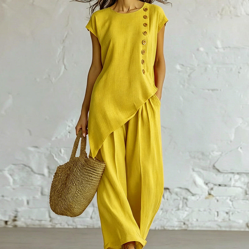 💗LAST DAY SALE 60% OFF⚡50K+ SOLD💕Women's Asymmetric Hem Top & Pants 2-Piece Set