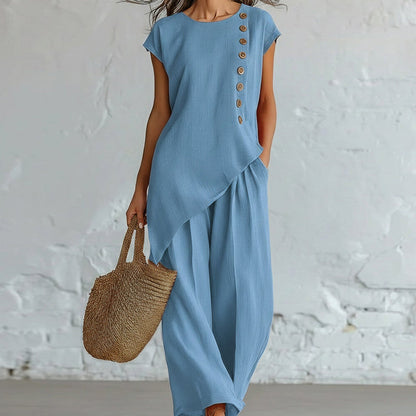 💗LAST DAY SALE 60% OFF⚡50K+ SOLD💕Women's Asymmetric Hem Top & Pants 2-Piece Set