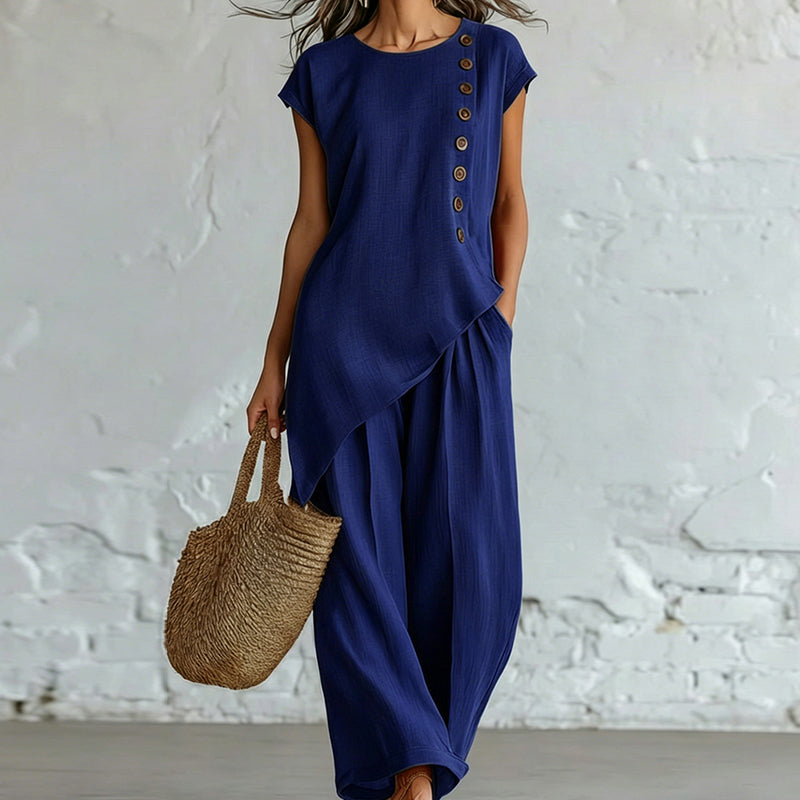 💗LAST DAY SALE 60% OFF⚡50K+ SOLD💕Women's Asymmetric Hem Top & Pants 2-Piece Set