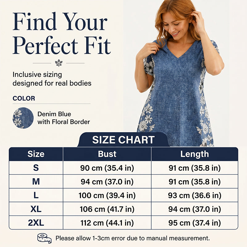 ⌛Limited-Time Offer-Women's V-Neck Denim Print Dress