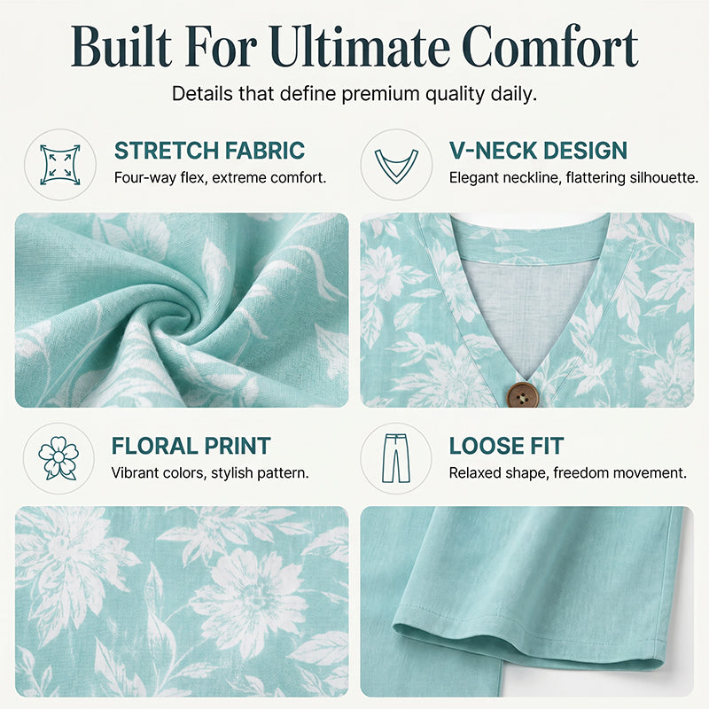 🔥Limited-Time Offer-Women's Casual V-Neck 2-Piece Set