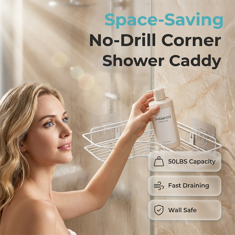 ⌛Limited-Time Offer-Space-Saving No-Drill Corner Shower Caddy