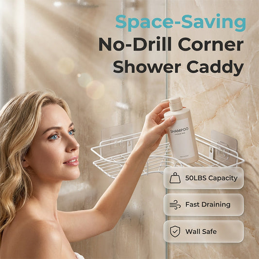 ⌛Limited-Time Offer-Space-Saving No-Drill Corner Shower Caddy