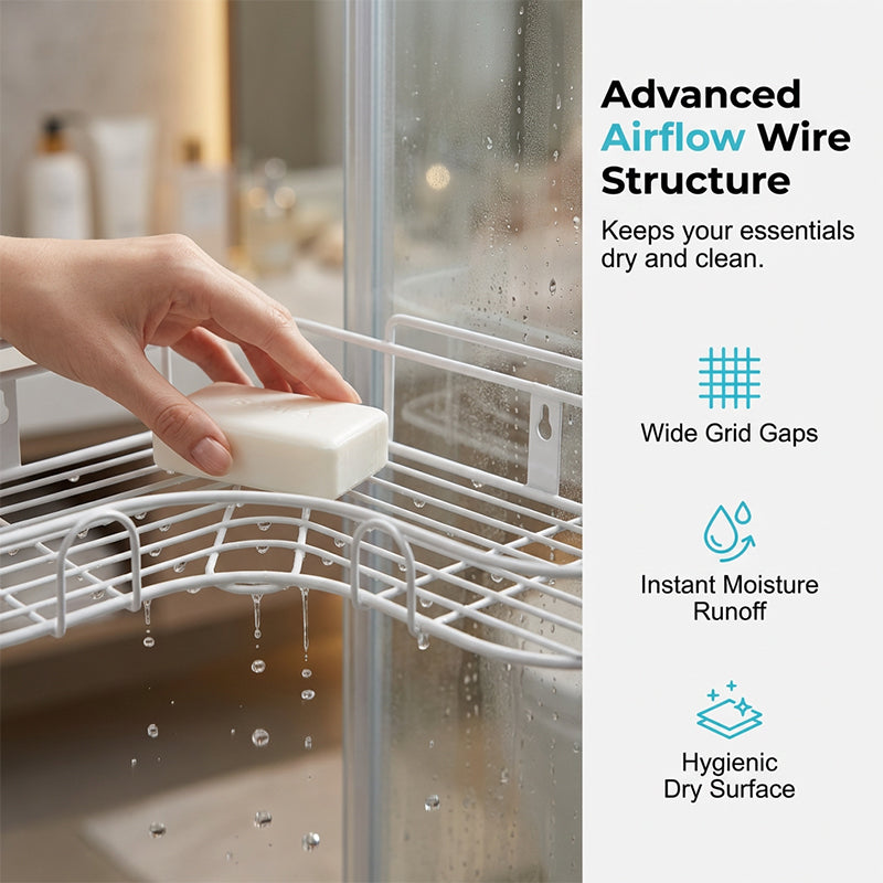 ⌛Limited-Time Offer-Space-Saving No-Drill Corner Shower Caddy