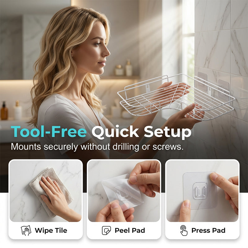 ⌛Limited-Time Offer-Space-Saving No-Drill Corner Shower Caddy