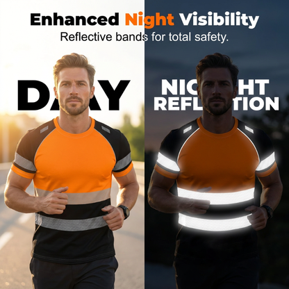 🔥Limited-Time Offer-Men’s Fluorescent Color Block Athletic Shirt Outdoor Safety Tee