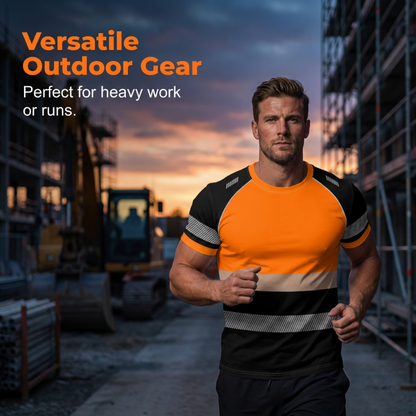 🔥Limited-Time Offer-Men’s Fluorescent Color Block Athletic Shirt Outdoor Safety Tee