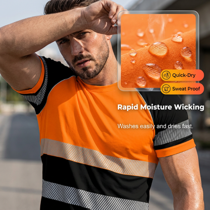 🔥Limited-Time Offer-Men’s Fluorescent Color Block Athletic Shirt Outdoor Safety Tee