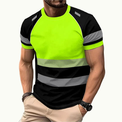 🔥Limited-Time Offer-Men’s Fluorescent Color Block Athletic Shirt Outdoor Safety Tee