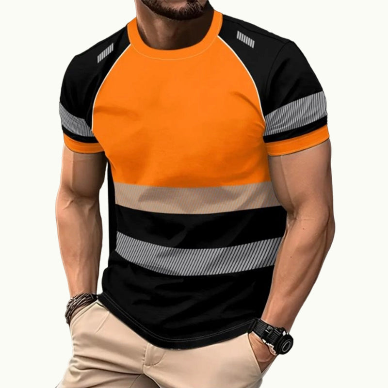🔥Limited-Time Offer-Men’s Fluorescent Color Block Athletic Shirt Outdoor Safety Tee