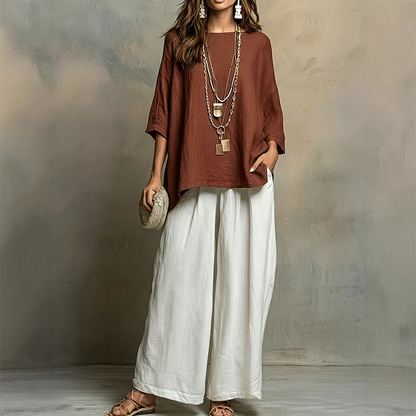 ⌛Limited-Time Offer-Women's Loose Top & Wide-Leg Pants 2-Piece Set
