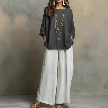 ⌛Limited-Time Offer-Women's Loose Top & Wide-Leg Pants 2-Piece Set